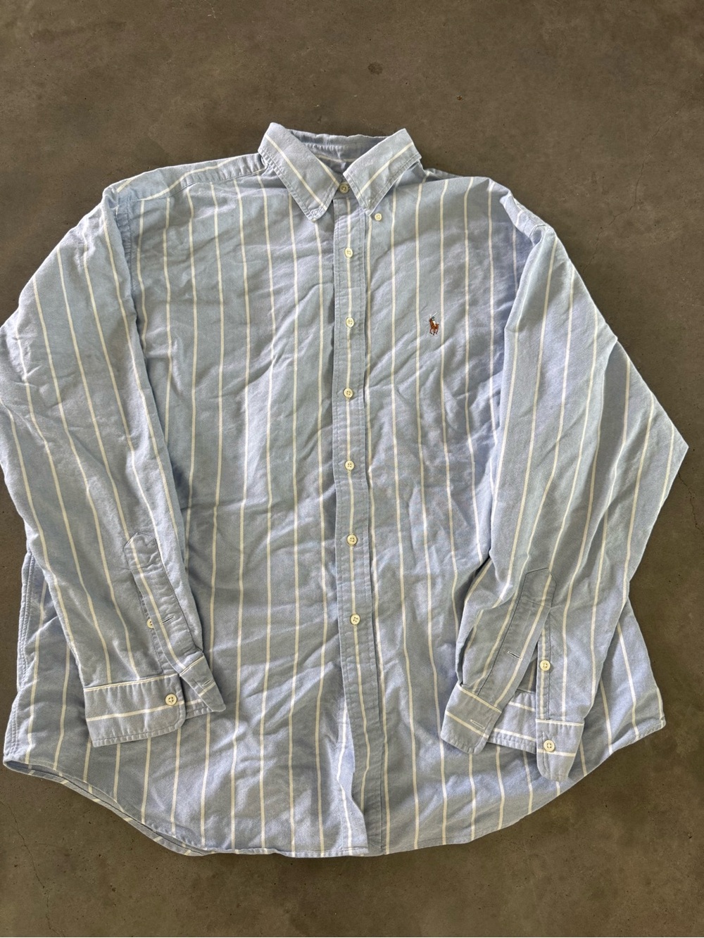 Ralph Lauren Pale Blue and White Vertical Stripe Button-Down Shirt